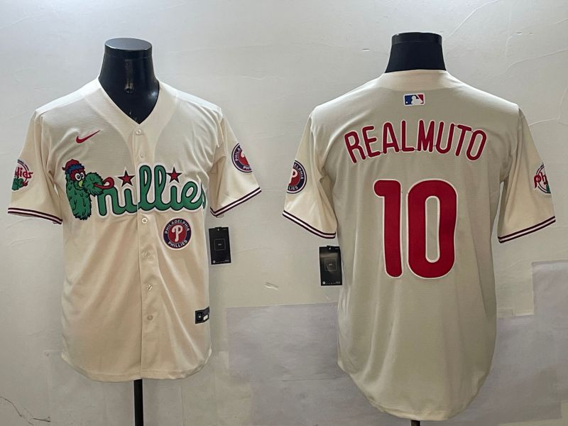 Men Philadelphia Phillies #10 Realmuto Cream Three generations Joint Name Game 2025 Nike MLB Jersey style 6